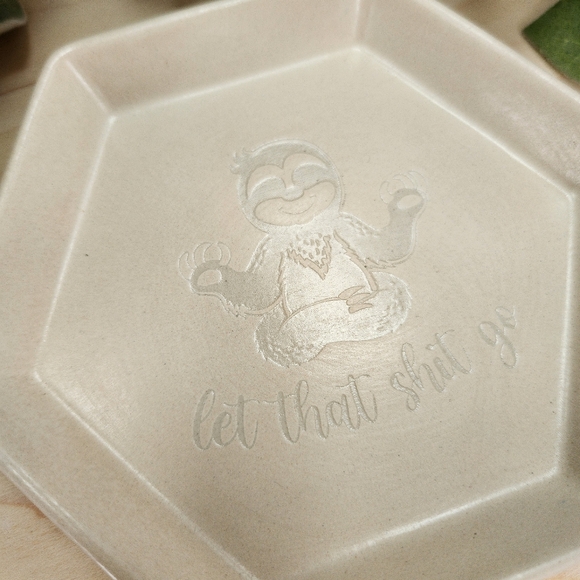 Laser Engraved Trinket Tray - Let That Shit Go - Picture 4 of 10